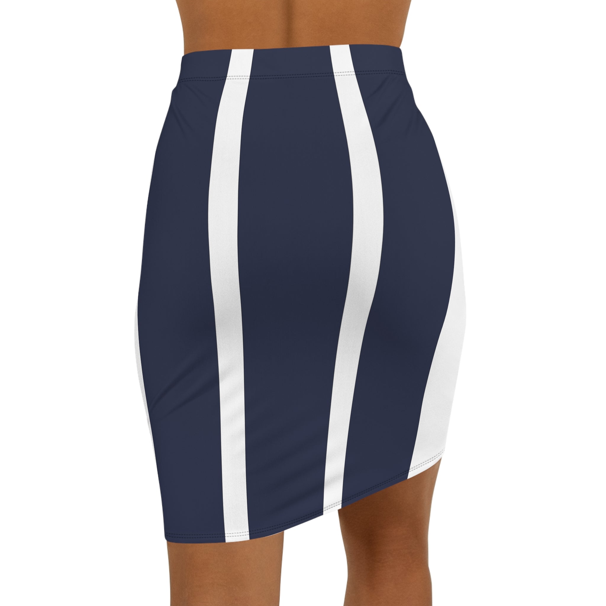 Bold Strip Pencil Skirt — Women's Mid-Waist Slim Fit