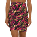 Abstract Pink & Gold Swirl Pencil Skirt — Vibrant Artistic | Raven Quest Apparel