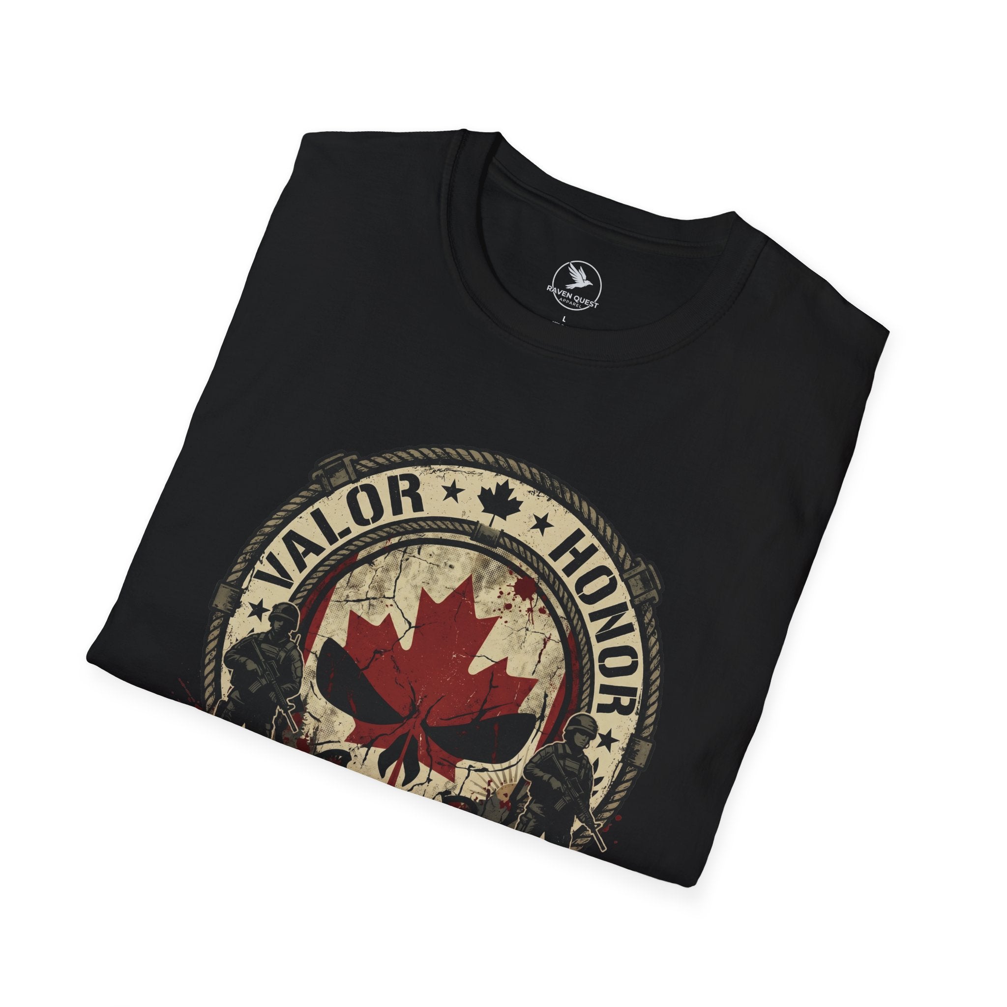 Canadian Remembrance Skull T-Shirt – "Valor • Honor • Lest We Forget" Veteran Tribute