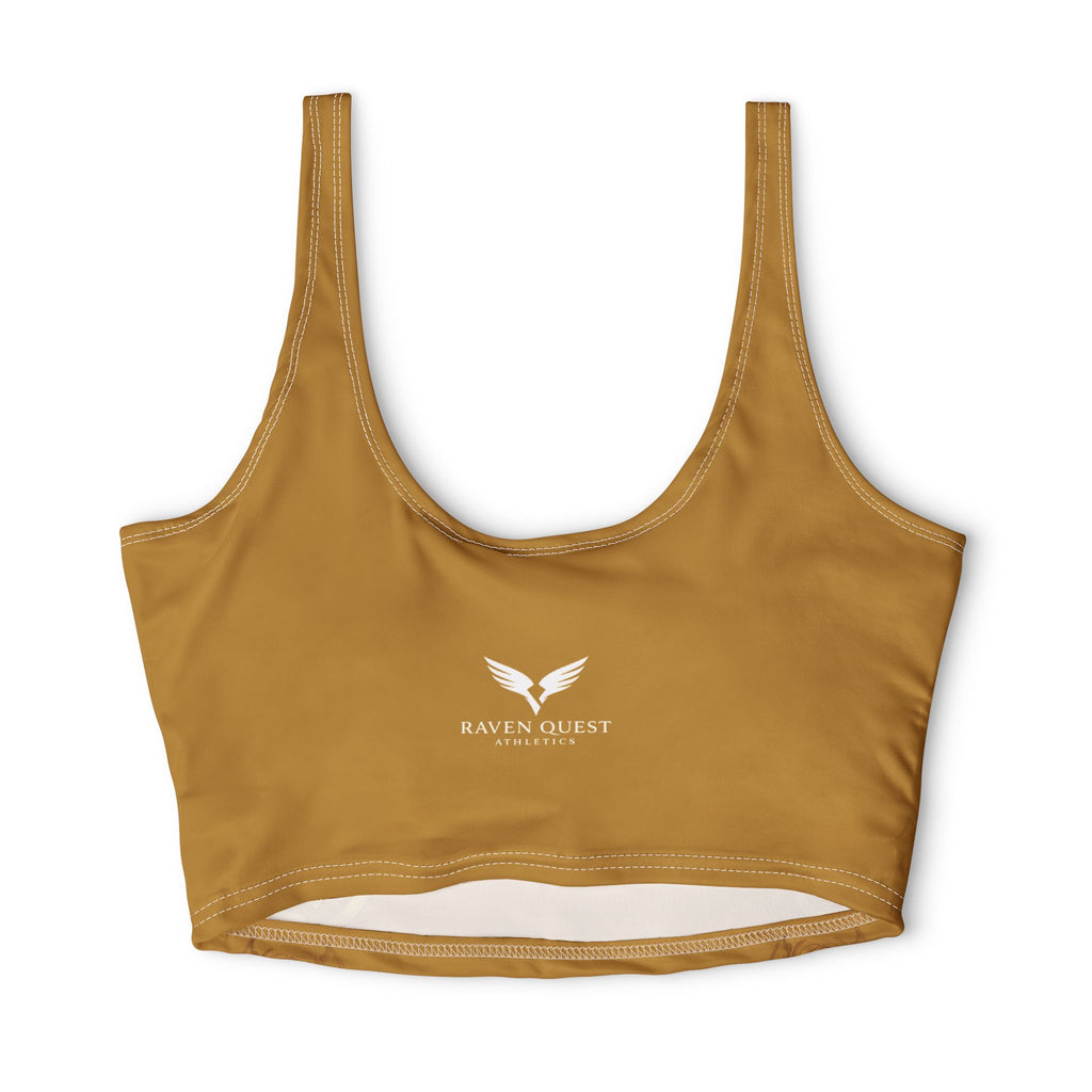 Golden Raven Quest Sports Bra — Lightweight All-Over-Print Athletic Crop Top
