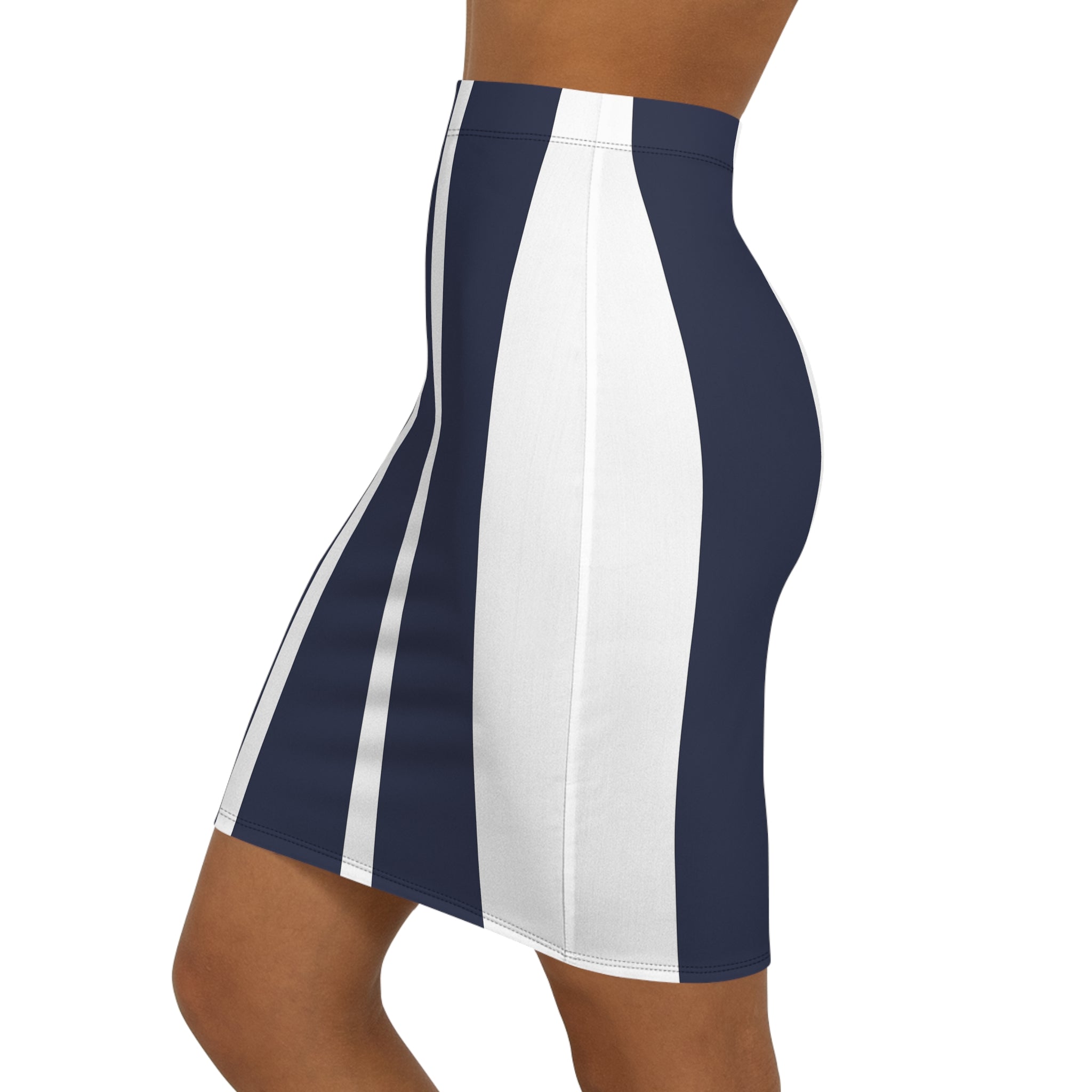 Bold Strip Pencil Skirt — Women's Mid-Waist Slim Fit