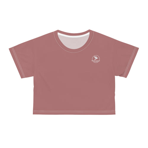 Dusty Rose Crop Tee — Small Raven Logo Women's Casual Crop Top - Raven Quest Apparel