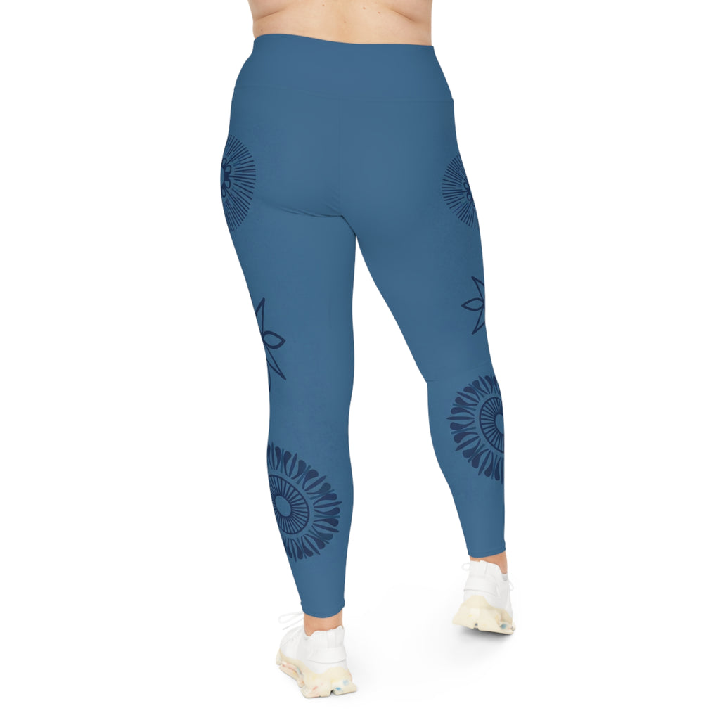 Plus Size Zen Mediterranean Blue Mandala Leggings | Raven Quest Apparel