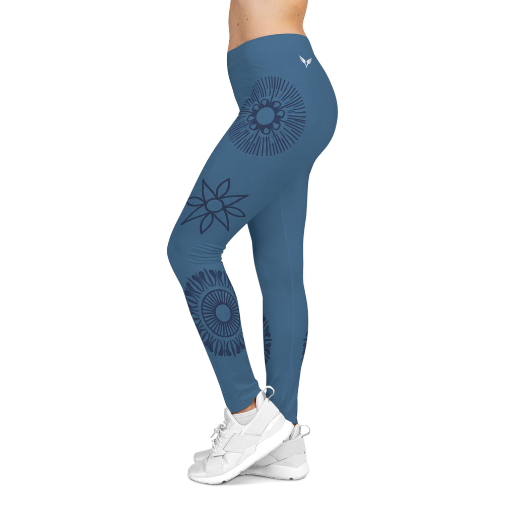 Mediterranean Blue - Women's Athletic Leggings | Raven Quest Apparel