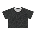 Black Eruption Line Pattern Crop Tee — All-Over Print Casual Top