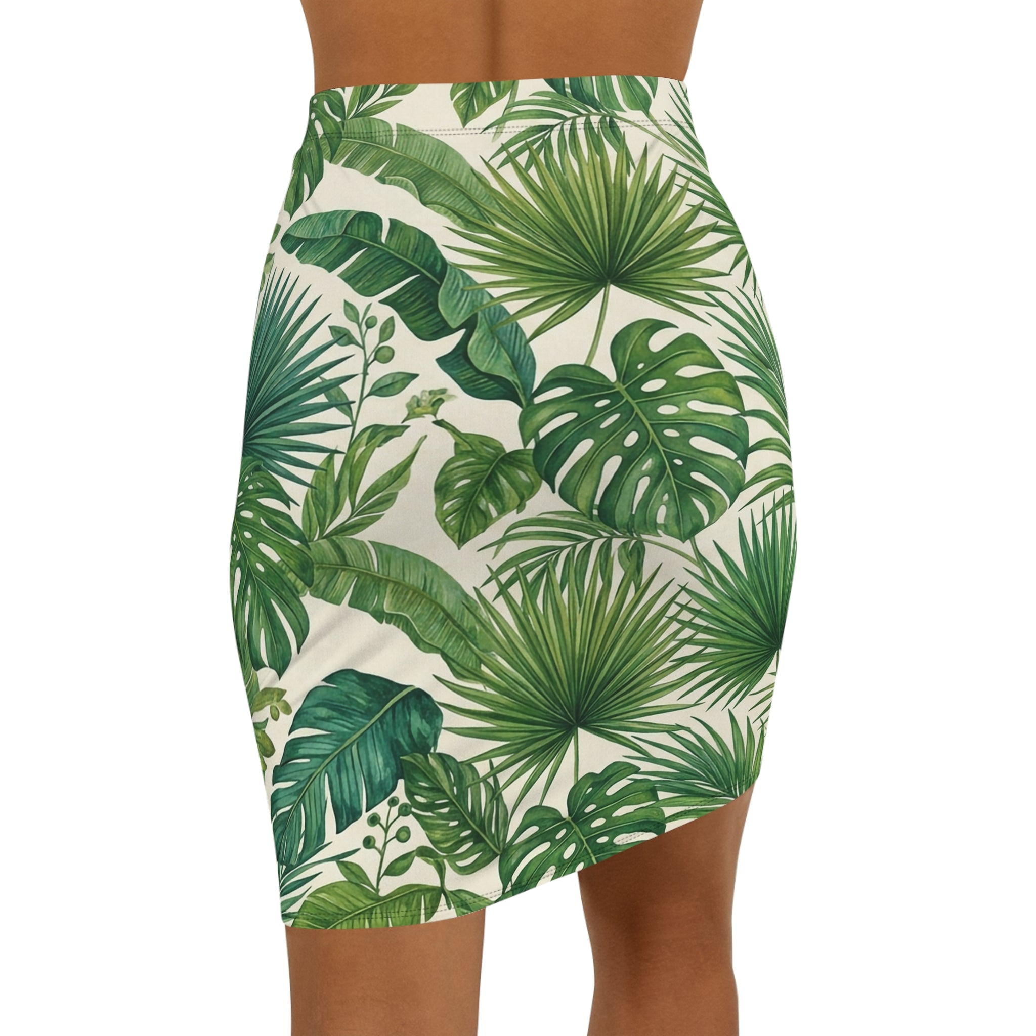 Palms Pencil Skirt — Women's Mid-Waist Slim Fit For those who dare to be bold.