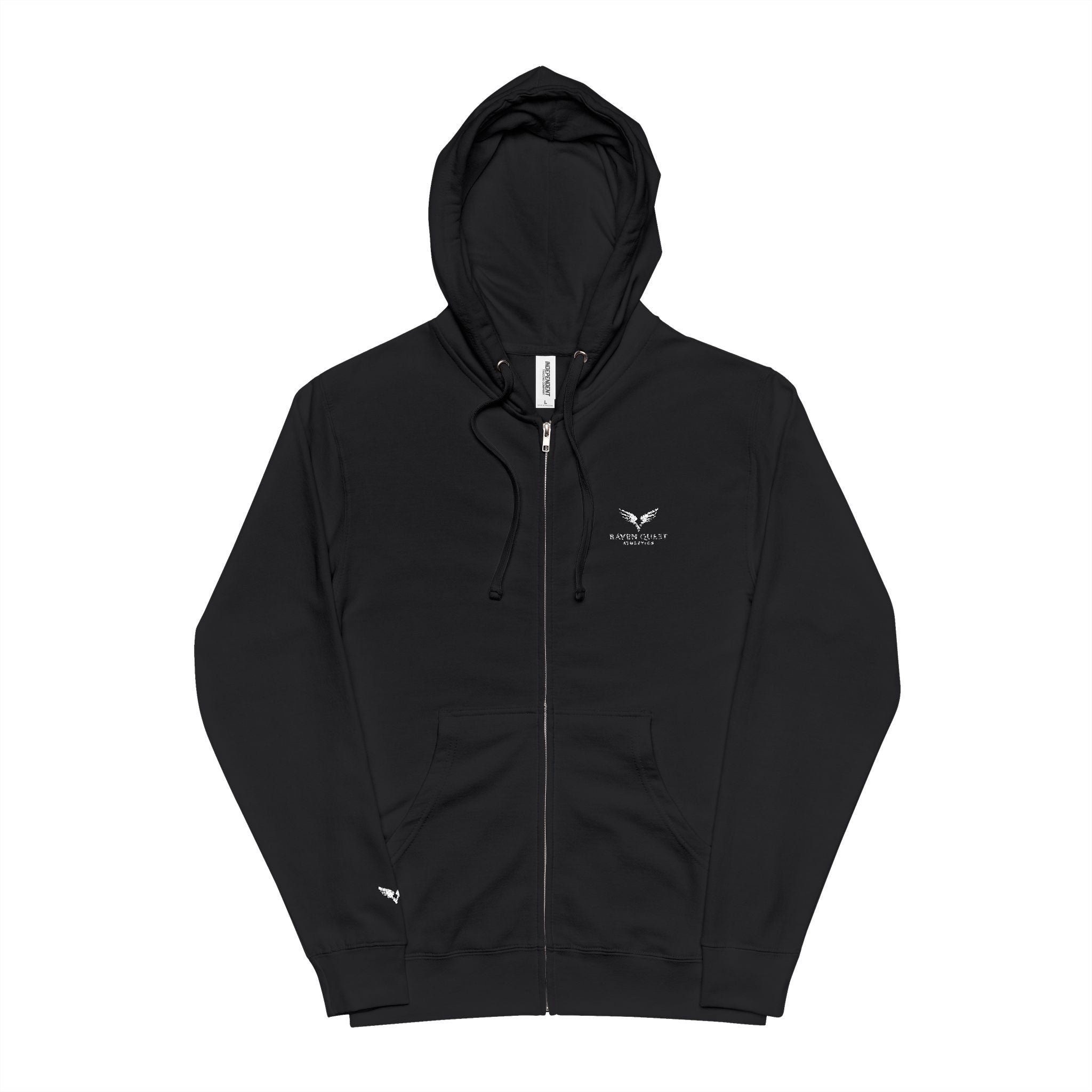 Zip Hoodie — Raven Quest Athletics Logo, Cozy Fleece Zip-Up