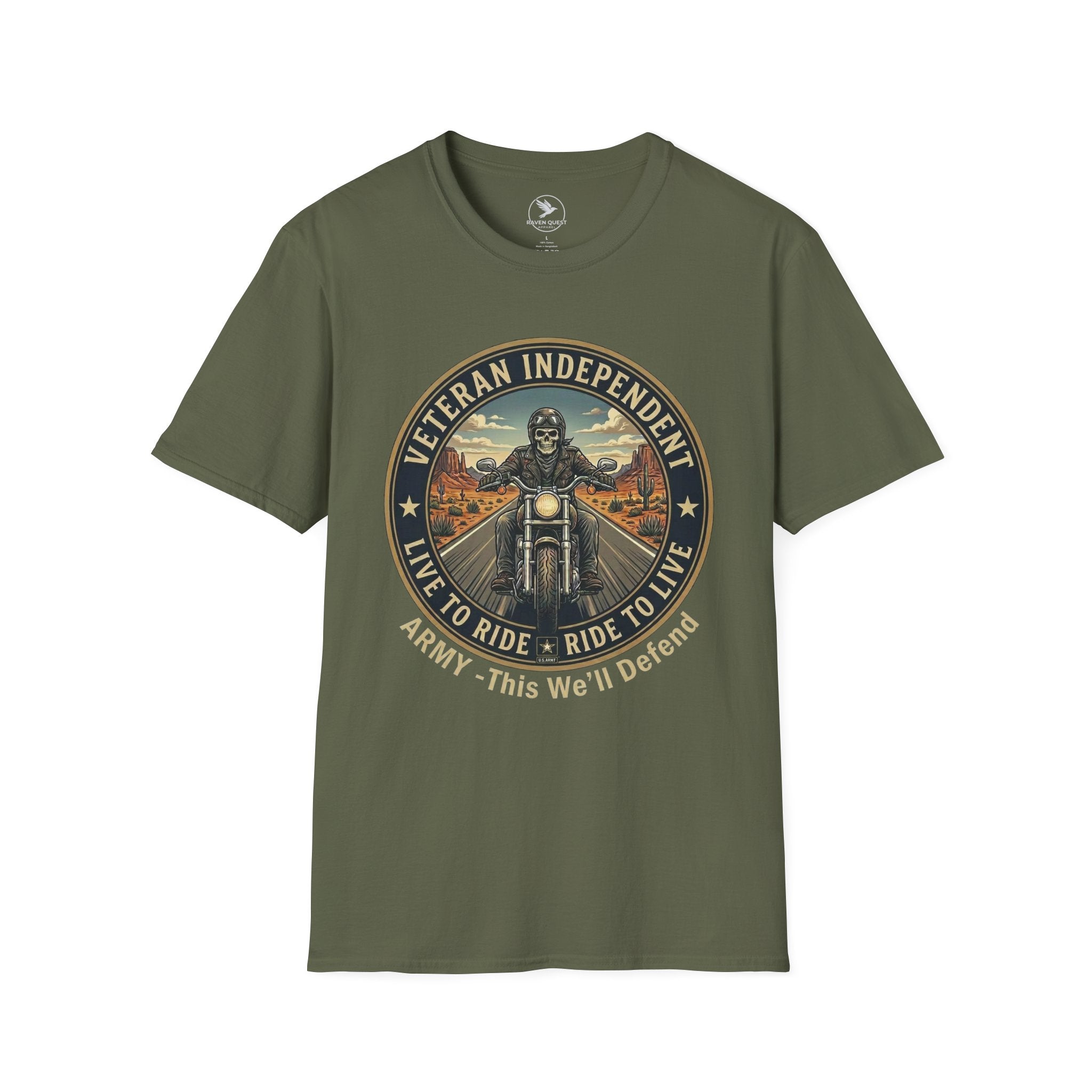 Veteran Independent Motorcycle T-Shirt – "Live to Ride, Ride to Live" Army Tribute