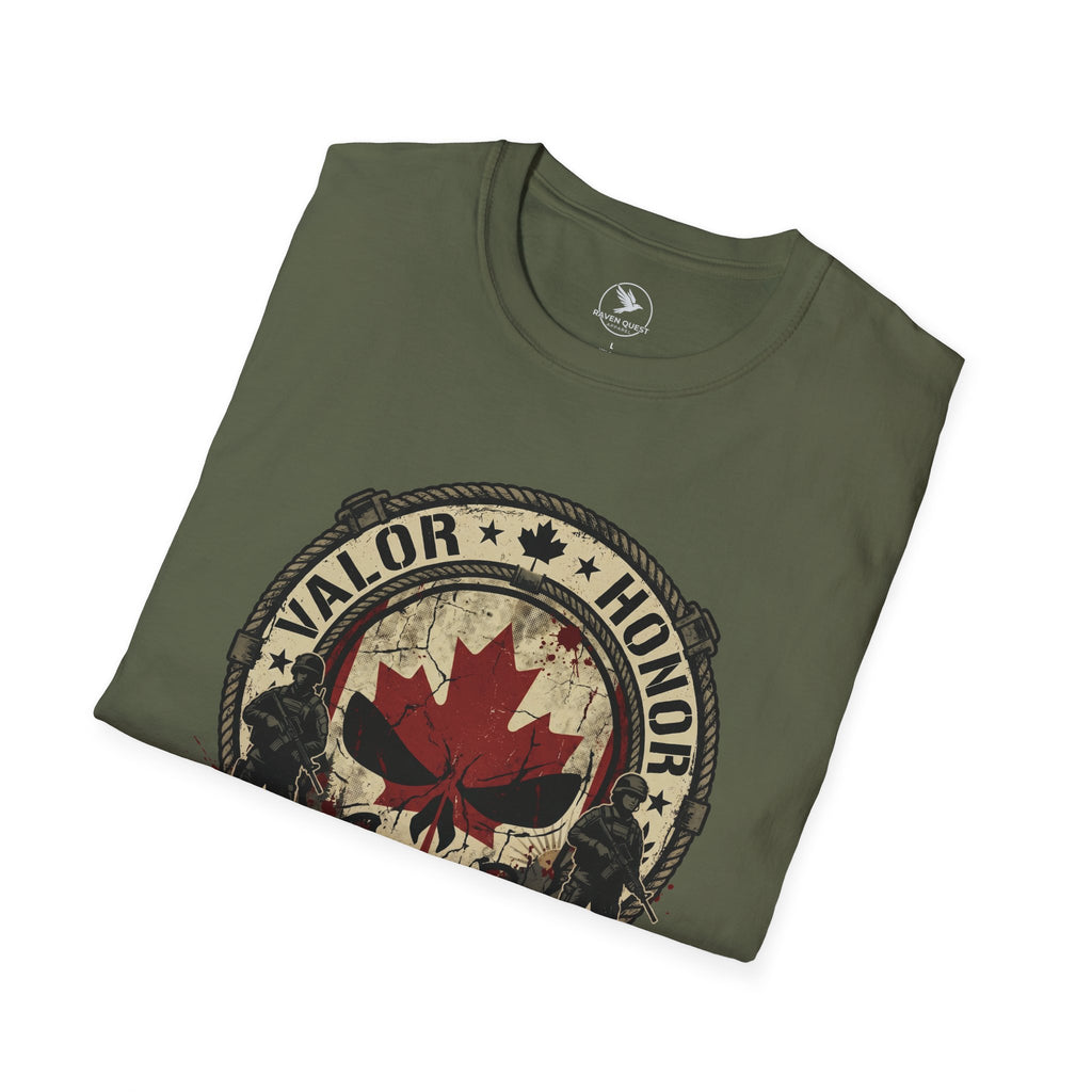 Canadian Remembrance Skull T-Shirt – "Valor • Honor • Lest We Forget" Veteran Tribute