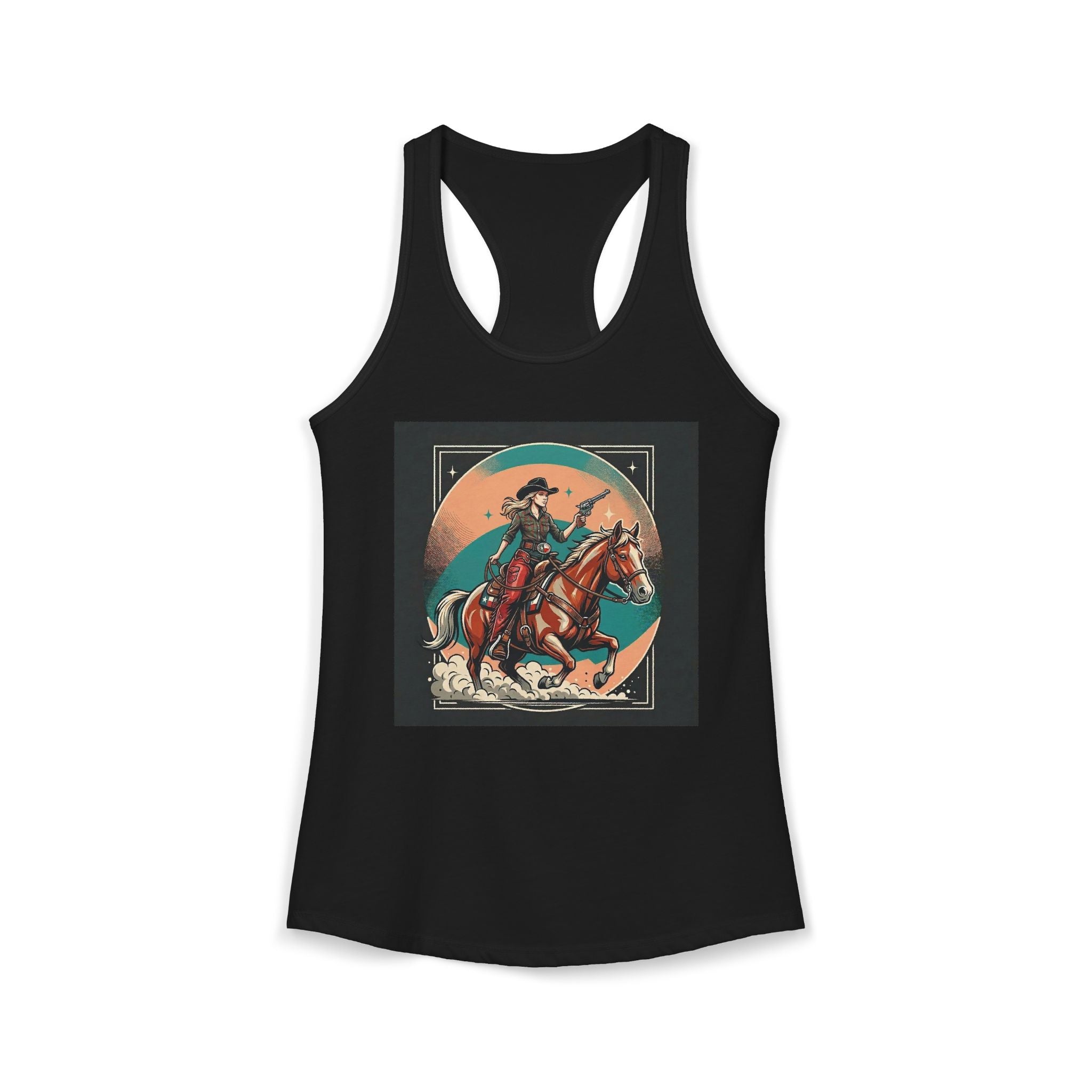 Cowgirl Women's Ideal Racerback Graphic Tank | Raven Quest - Raven Quest Apparel
