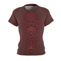 Women's Lotus Mandala Tee — Burgundy Floral Zen Graphic Shirt