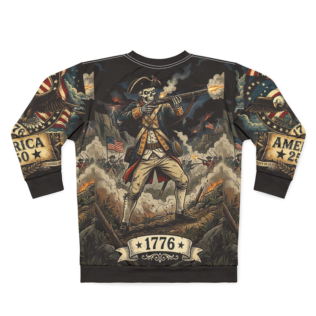 America 250 All - Over Print Sweatshirt — 1776 Revolutionary Eagle Patriotic Design - Raven Quest Apparel