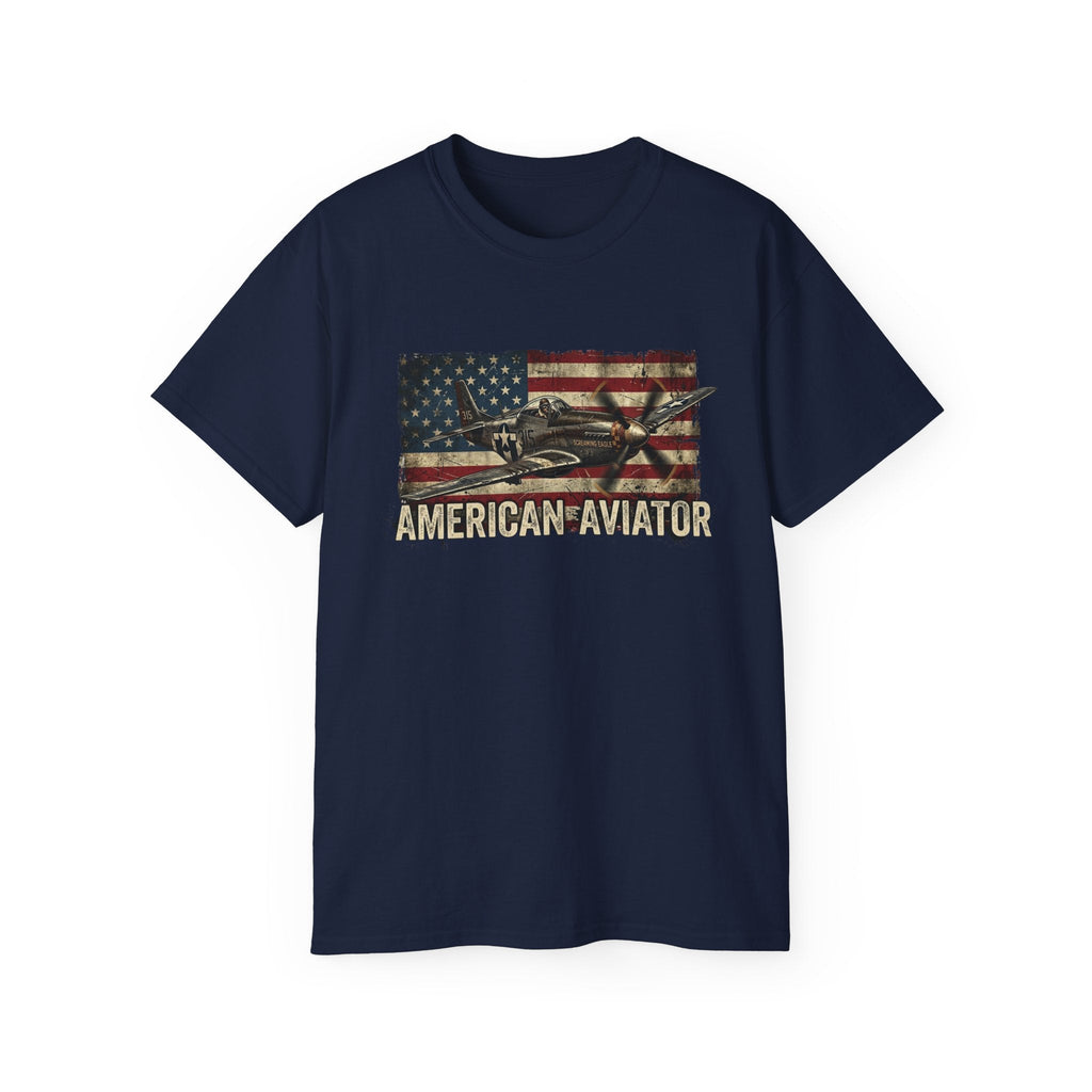 American Aviator T-Shirt – Vintage Flag Airplane Graphic Tee - Raven Quest Apparel