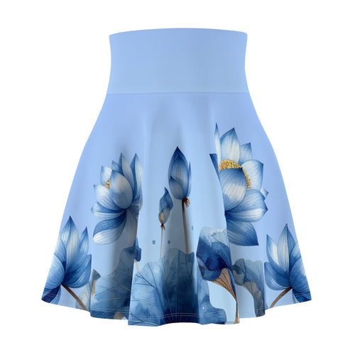Blue Lotus Floral Skater Skirt - Raven Quest Apparel