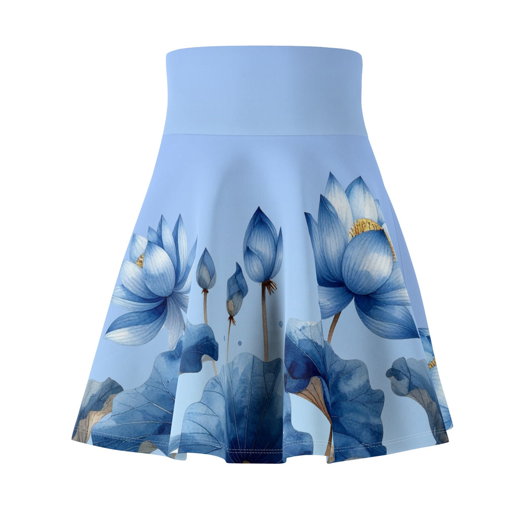 Blue Lotus Floral Skater Skirt - Raven Quest Apparel