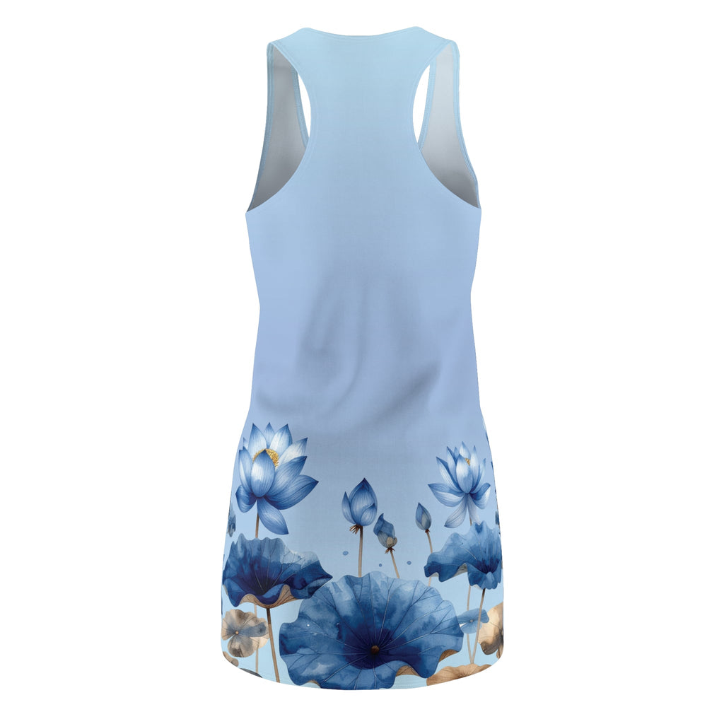Blue Lotus Racerback Dress — Floral AOP Cut & Sew Sundress - Raven Quest Apparel