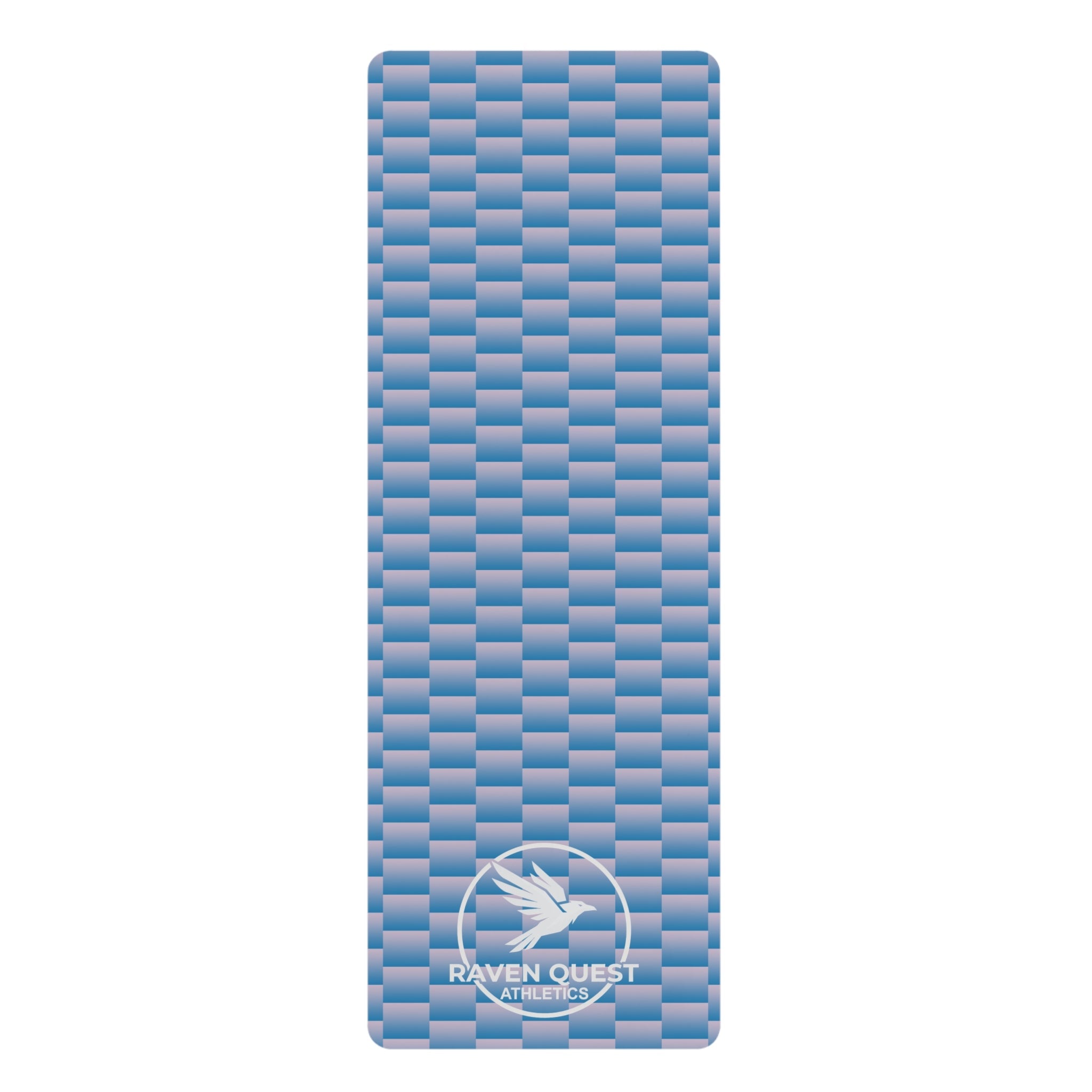 Blue Woven - Pattern Rubber Yoga Mat — Non - Slip Fitness Mat with Raven Quest Logo - Raven Quest Apparel