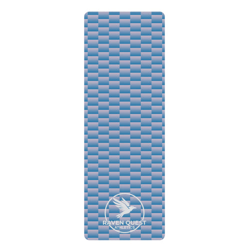 Blue Woven - Pattern Rubber Yoga Mat — Non - Slip Fitness Mat with Raven Quest Logo - Raven Quest Apparel