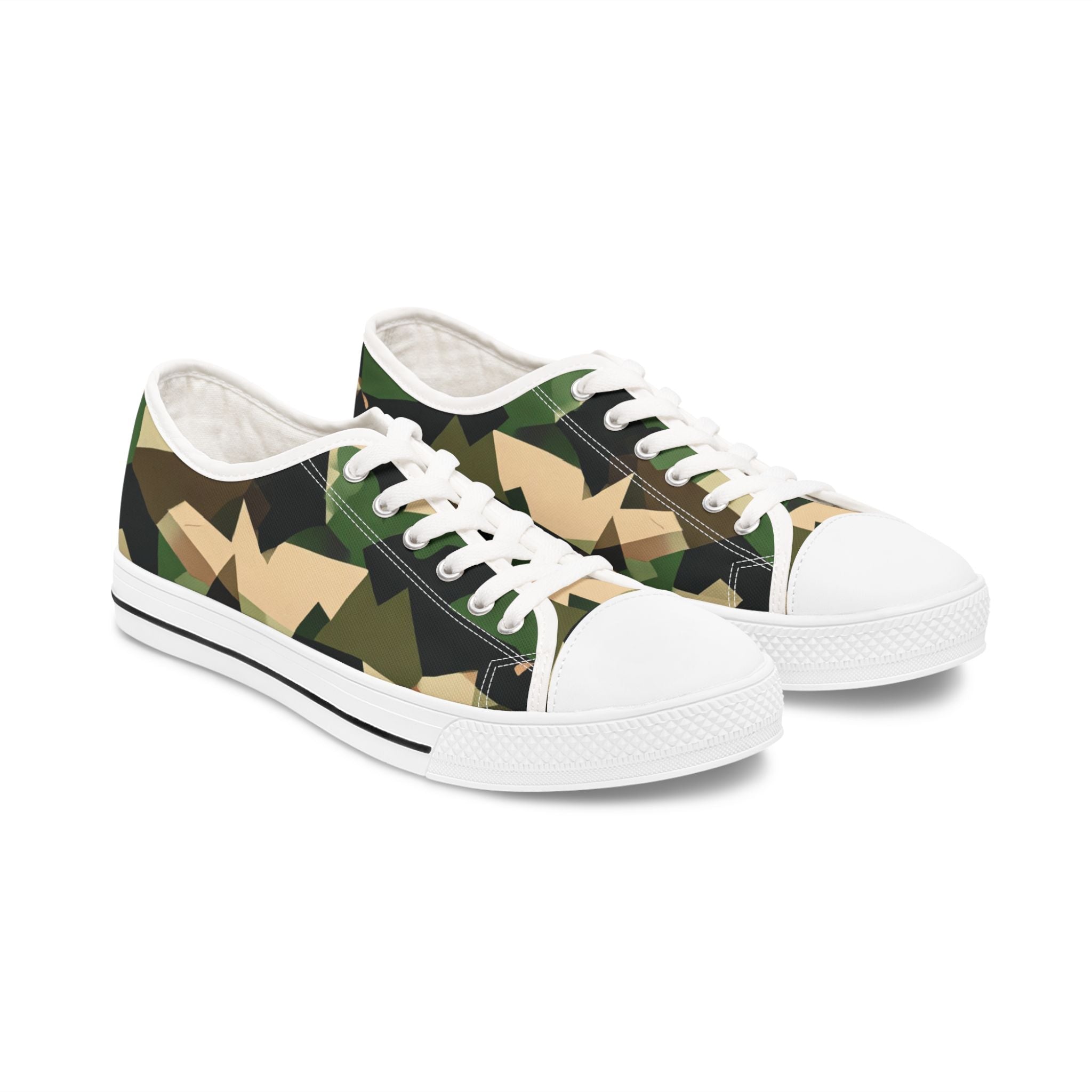 Camo Low Top Sneakers – Women's Casual Military Print Canvas Shoes - Raven Quest Apparel