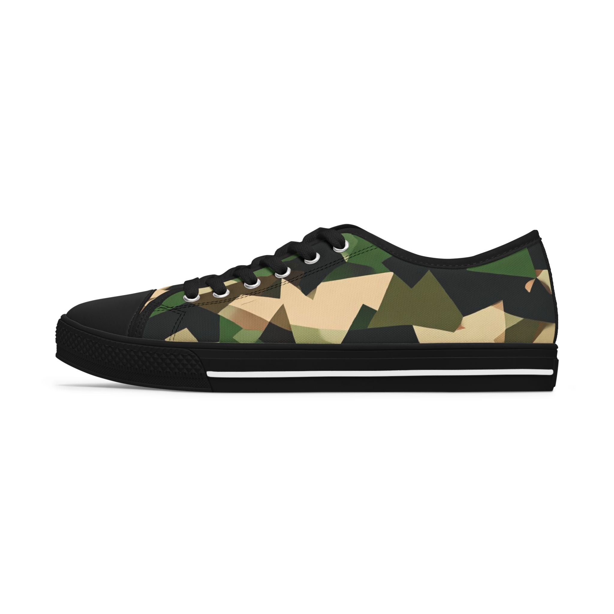 Camo Low Top Sneakers – Women's Casual Military Print Canvas Shoes - Raven Quest Apparel