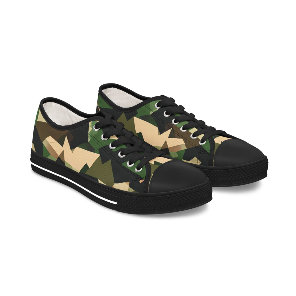Camo Low Top Sneakers – Women's Casual Military Print Canvas Shoes - Raven Quest Apparel