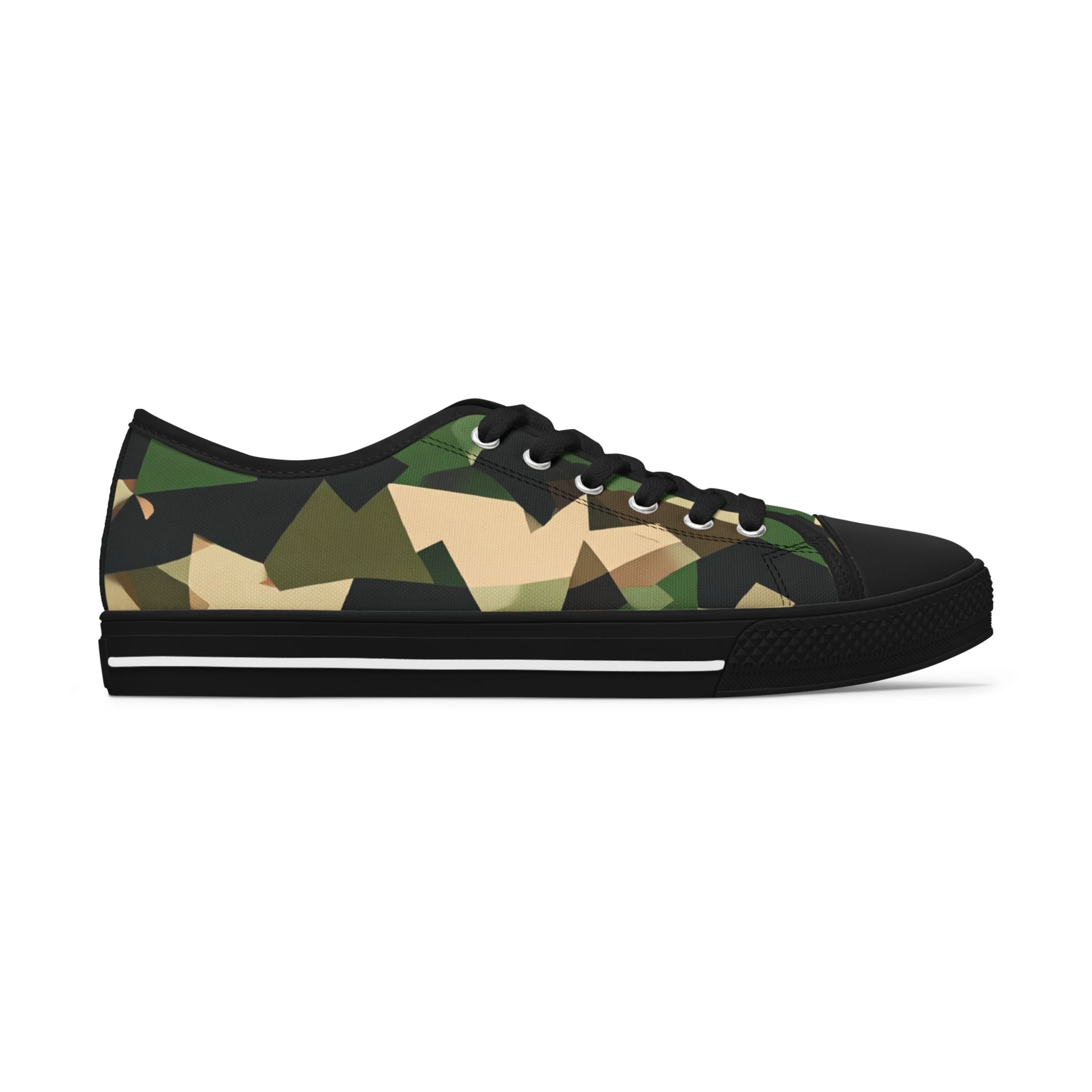 Camo Low Top Sneakers – Women's Casual Military Print Canvas Shoes - Raven Quest Apparel