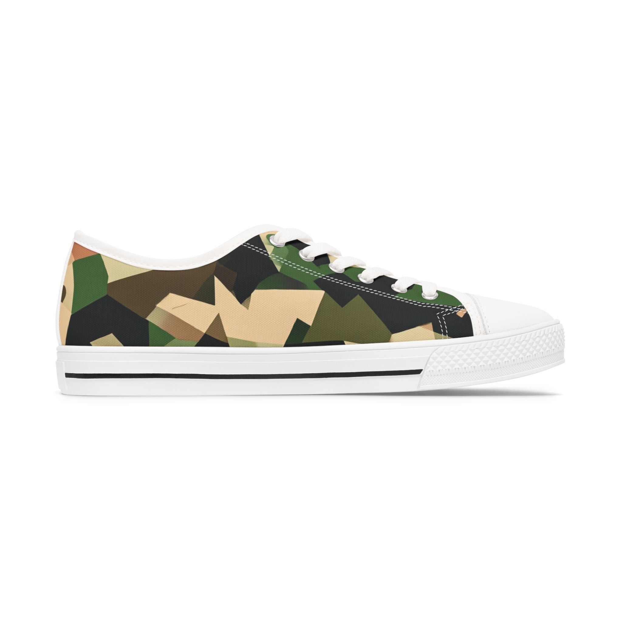 Camo Low Top Sneakers – Women's Casual Military Print Canvas Shoes - Raven Quest Apparel