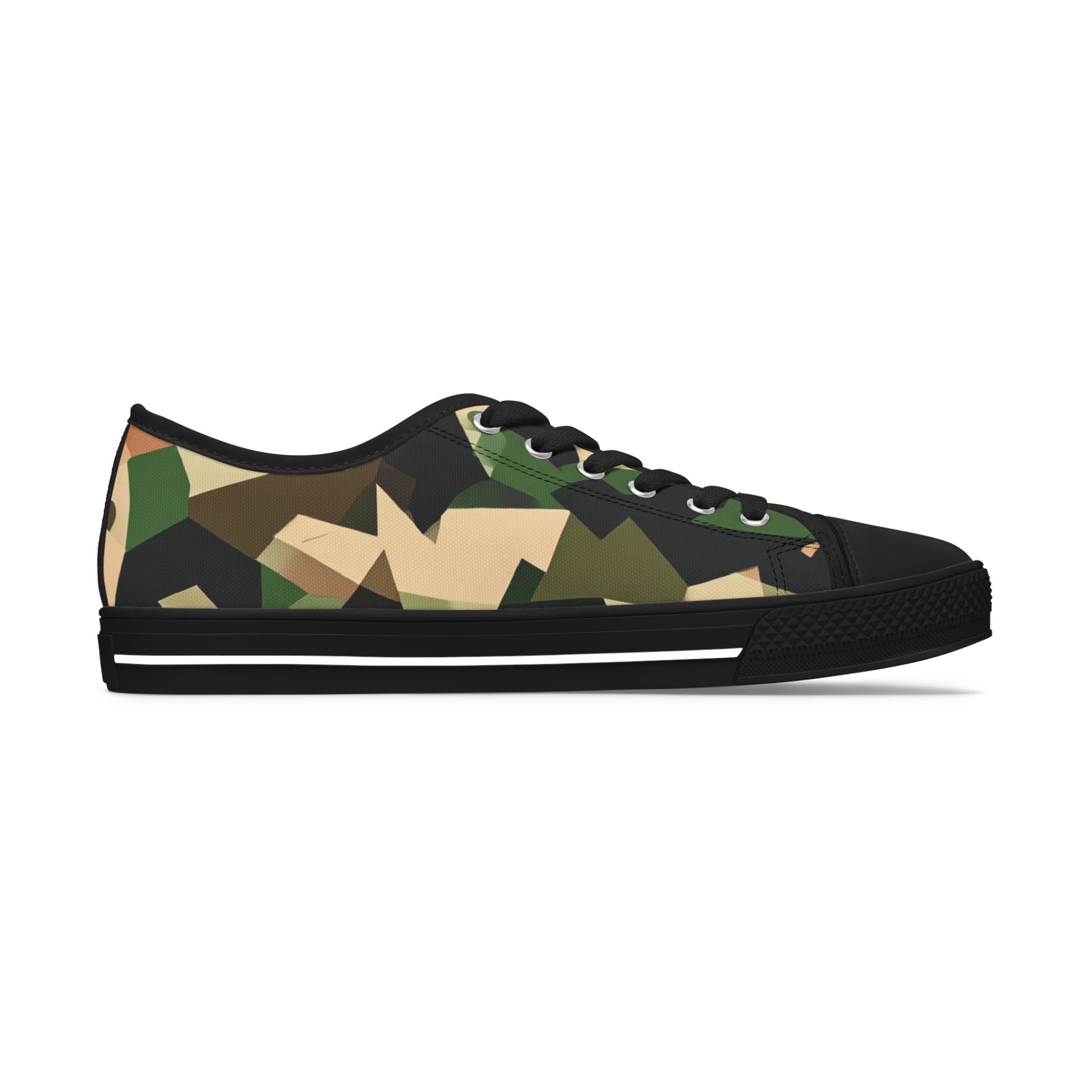 Camo Low Top Sneakers – Women's Casual Military Print Canvas Shoes - Raven Quest Apparel