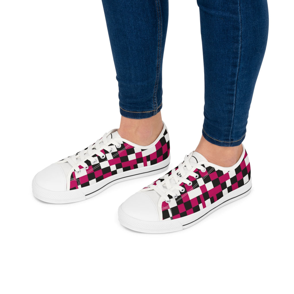 Checked Top Sneakers — Women's Checker Canvas Shoes - Raven Quest Apparel