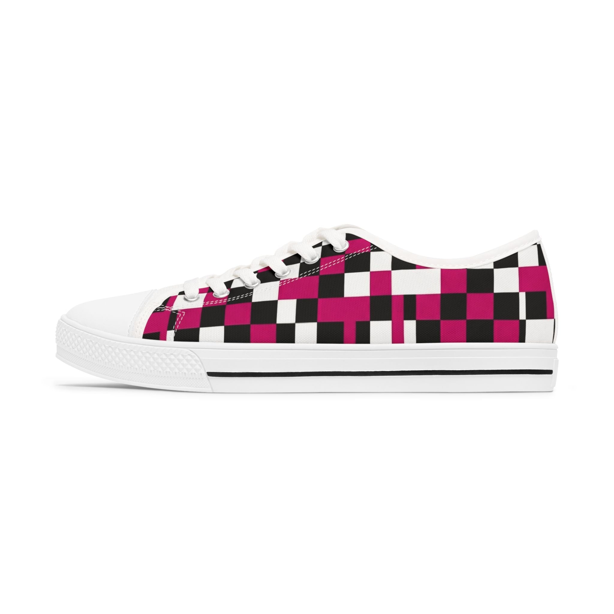 Checked Top Sneakers — Women's Checker Canvas Shoes - Raven Quest Apparel