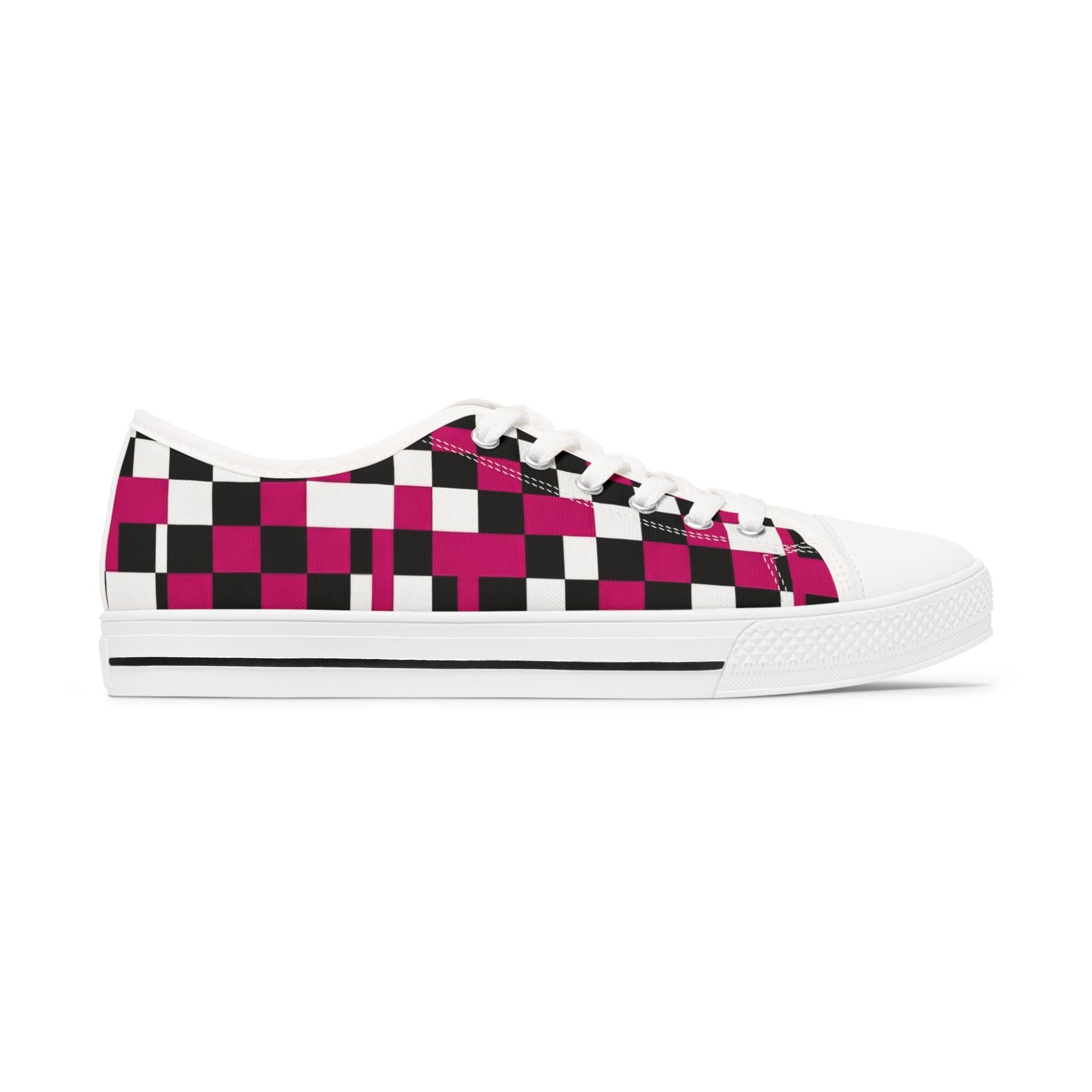 Checked Top Sneakers — Women's Checker Canvas Shoes - Raven Quest Apparel