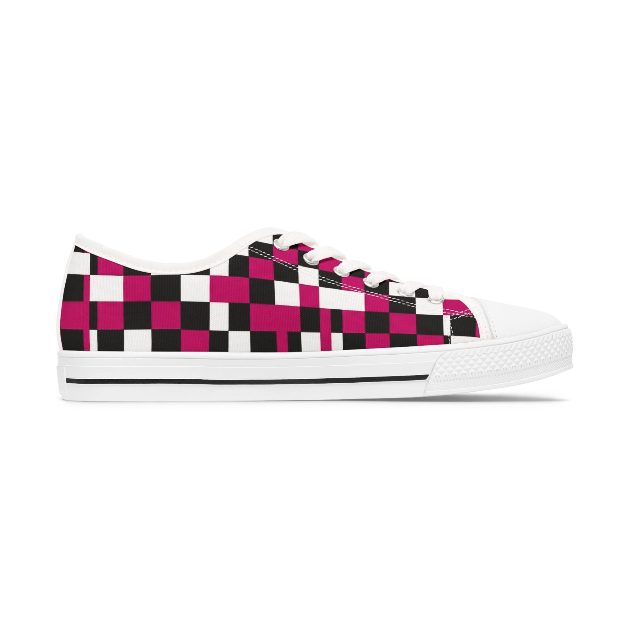 Checked Top Sneakers — Women's Checker Canvas Shoes - Raven Quest Apparel