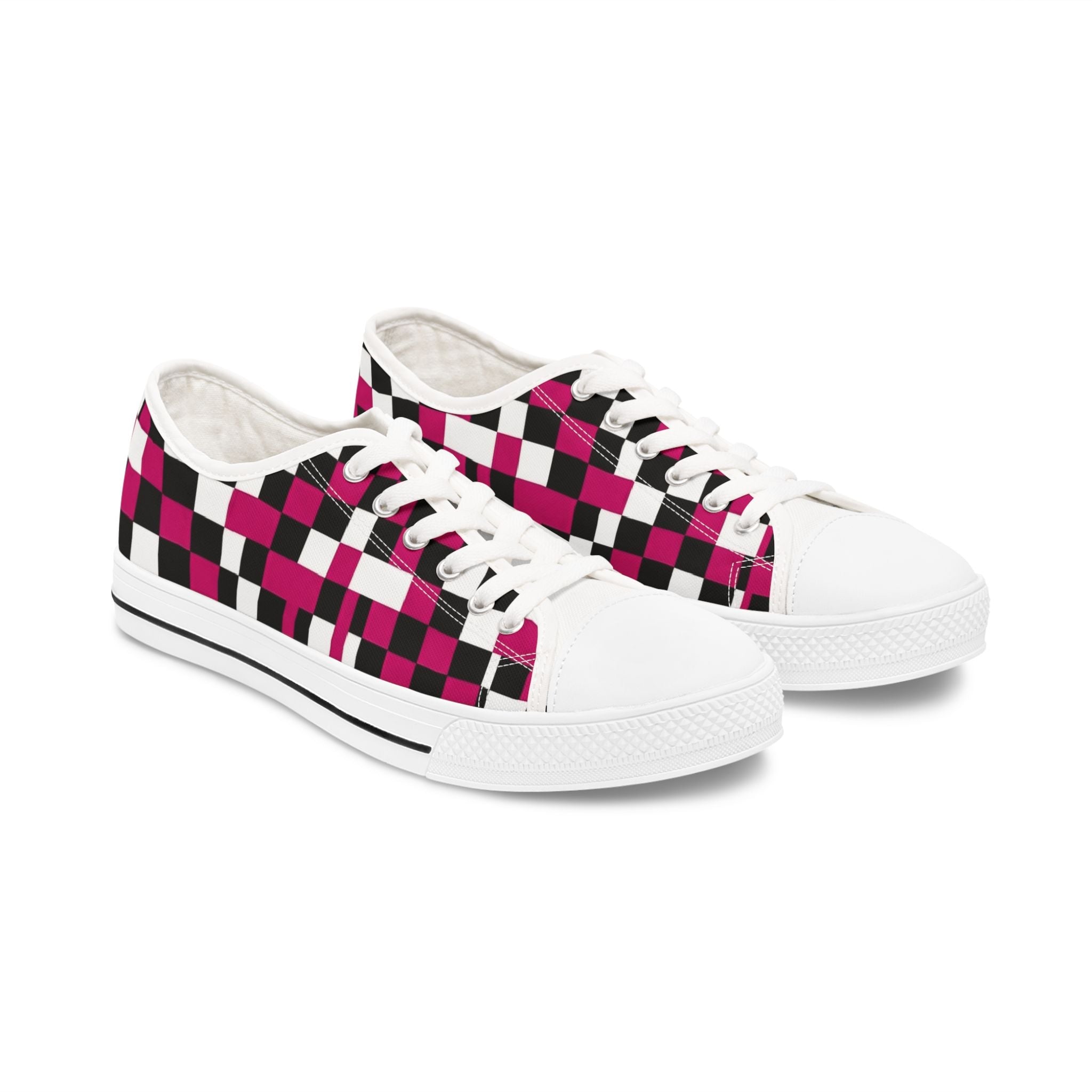 Checked Top Sneakers — Women's Checker Canvas Shoes - Raven Quest Apparel