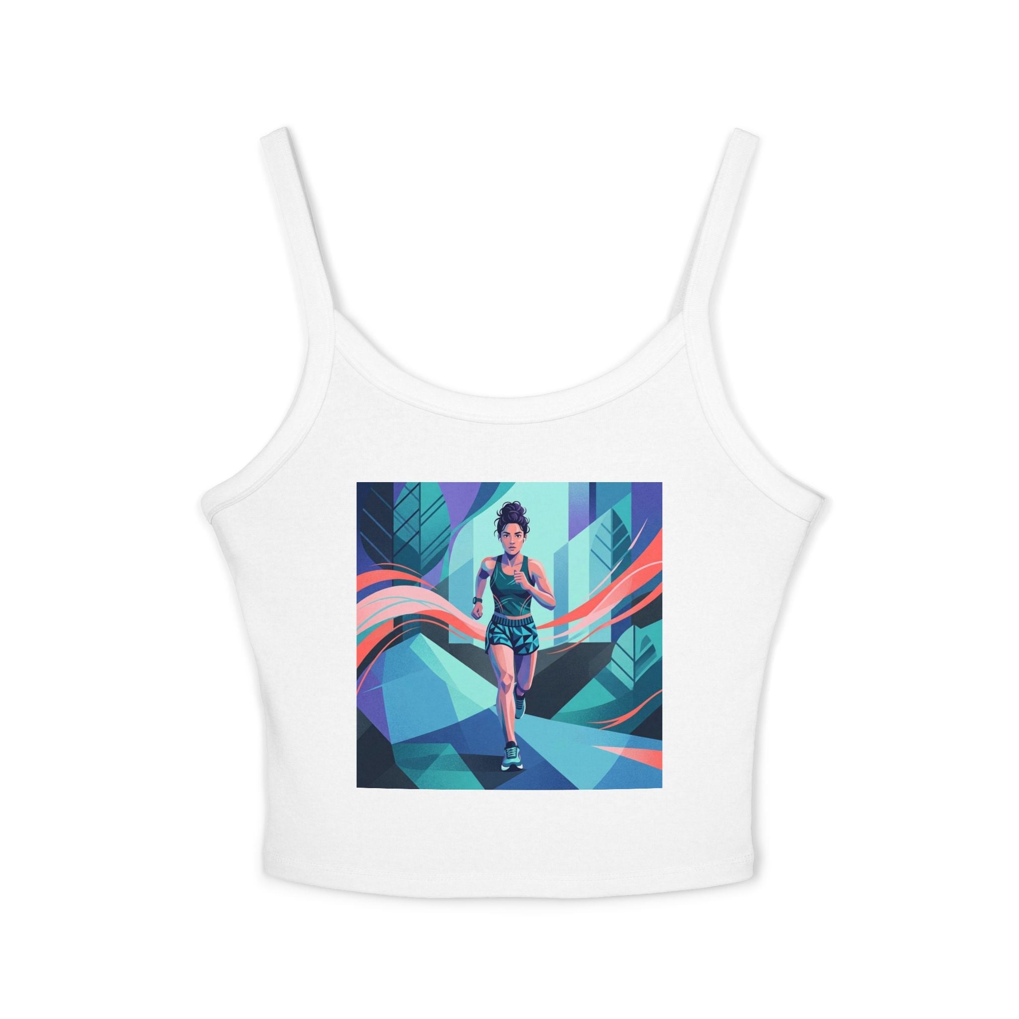 Copy of Surf Wave Abstract Tank Top — Vibrant Ocean Art Women's Spaghetti - Strap Crop - Raven Quest Apparel