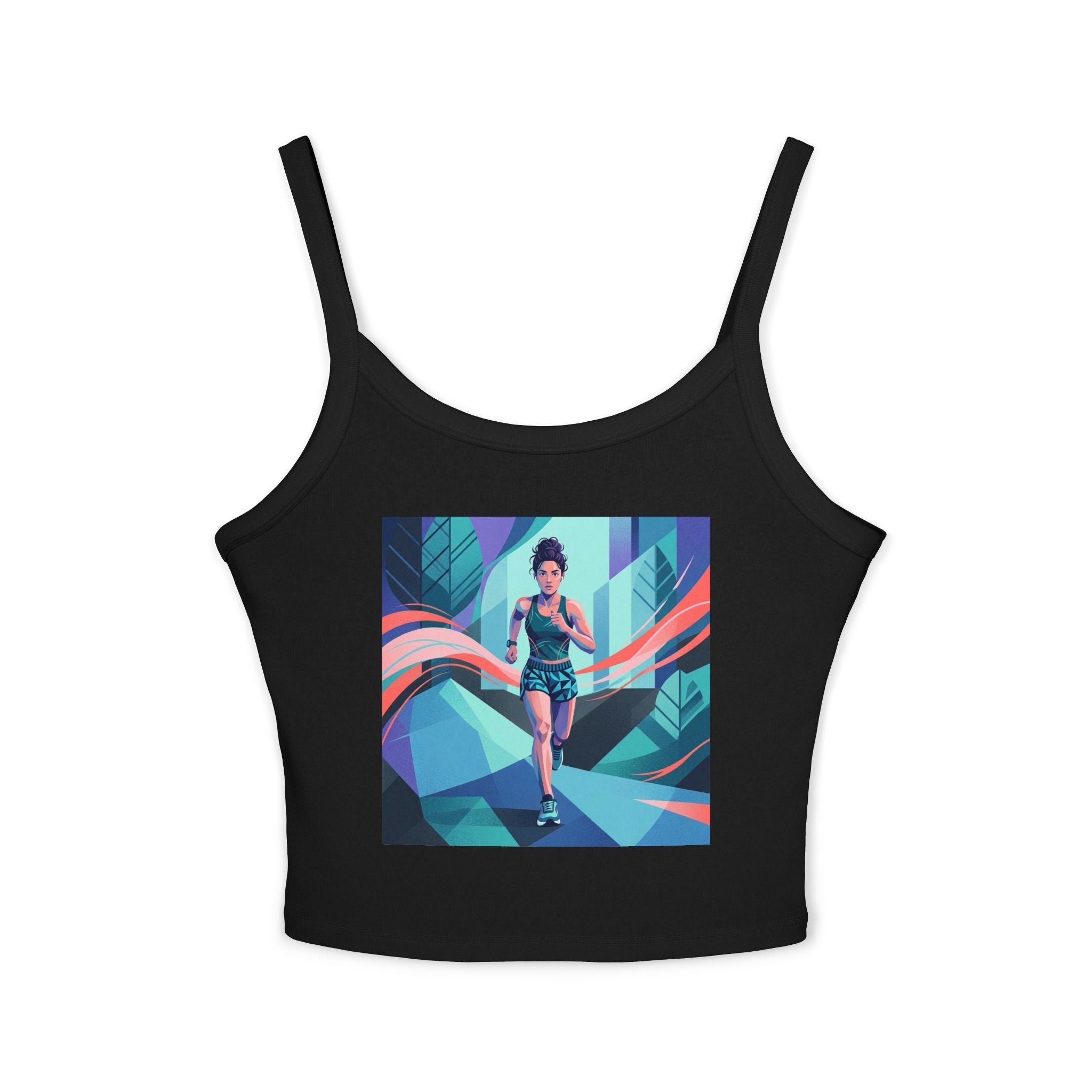 Copy of Surf Wave Abstract Tank Top — Vibrant Ocean Art Women's Spaghetti - Strap Crop - Raven Quest Apparel