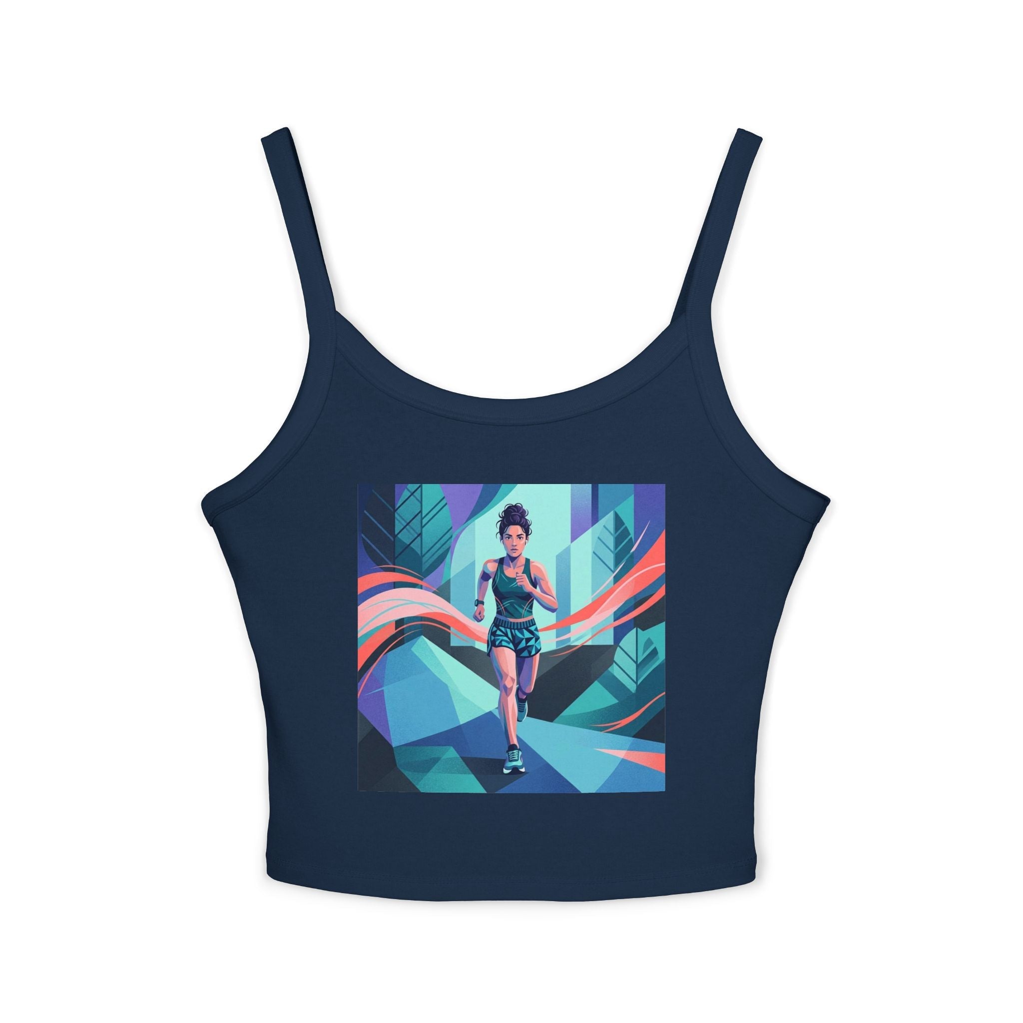 Copy of Surf Wave Abstract Tank Top — Vibrant Ocean Art Women's Spaghetti - Strap Crop - Raven Quest Apparel