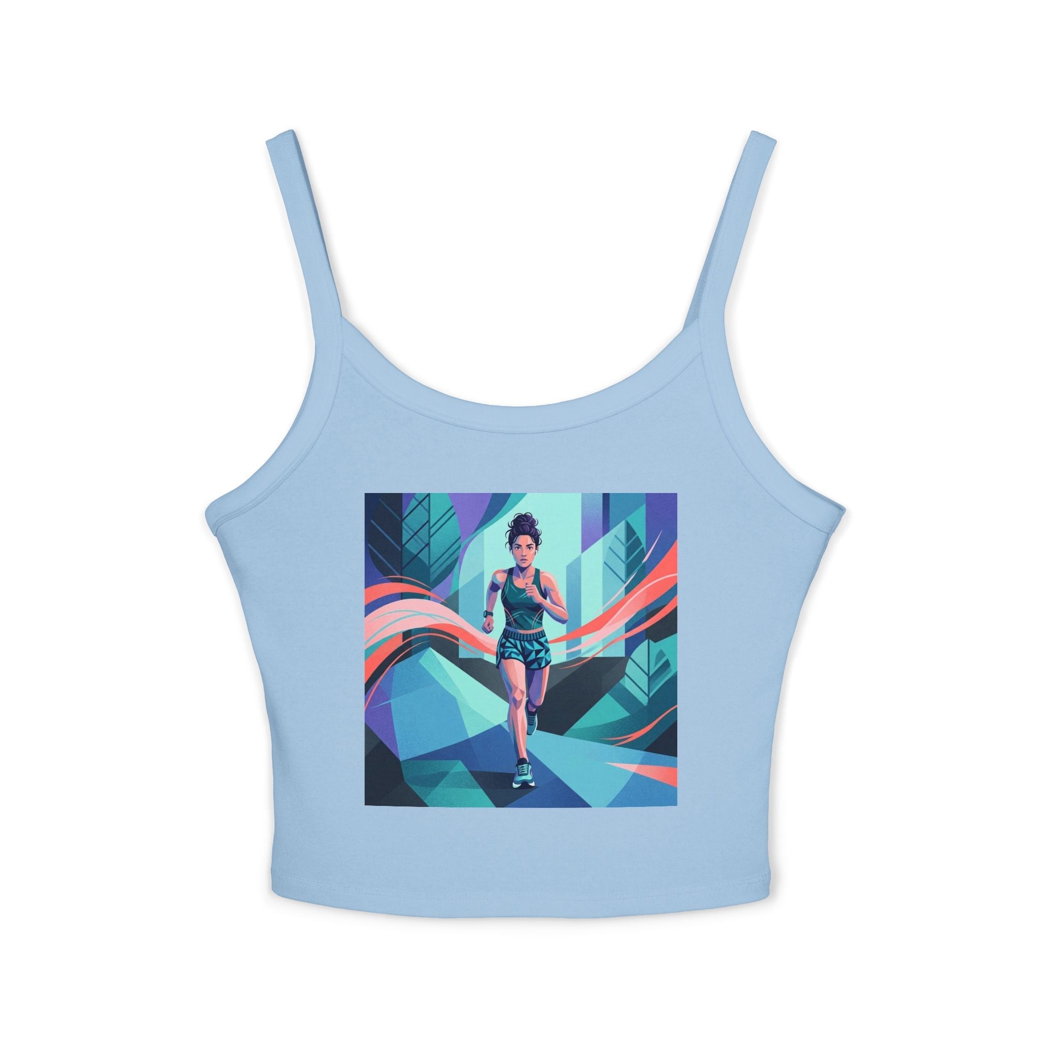 Copy of Surf Wave Abstract Tank Top — Vibrant Ocean Art Women's Spaghetti - Strap Crop - Raven Quest Apparel