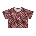 Cranberry Tiger Print Crop Tee — All - Over - Print Animal Pattern Top - Raven Quest Apparel