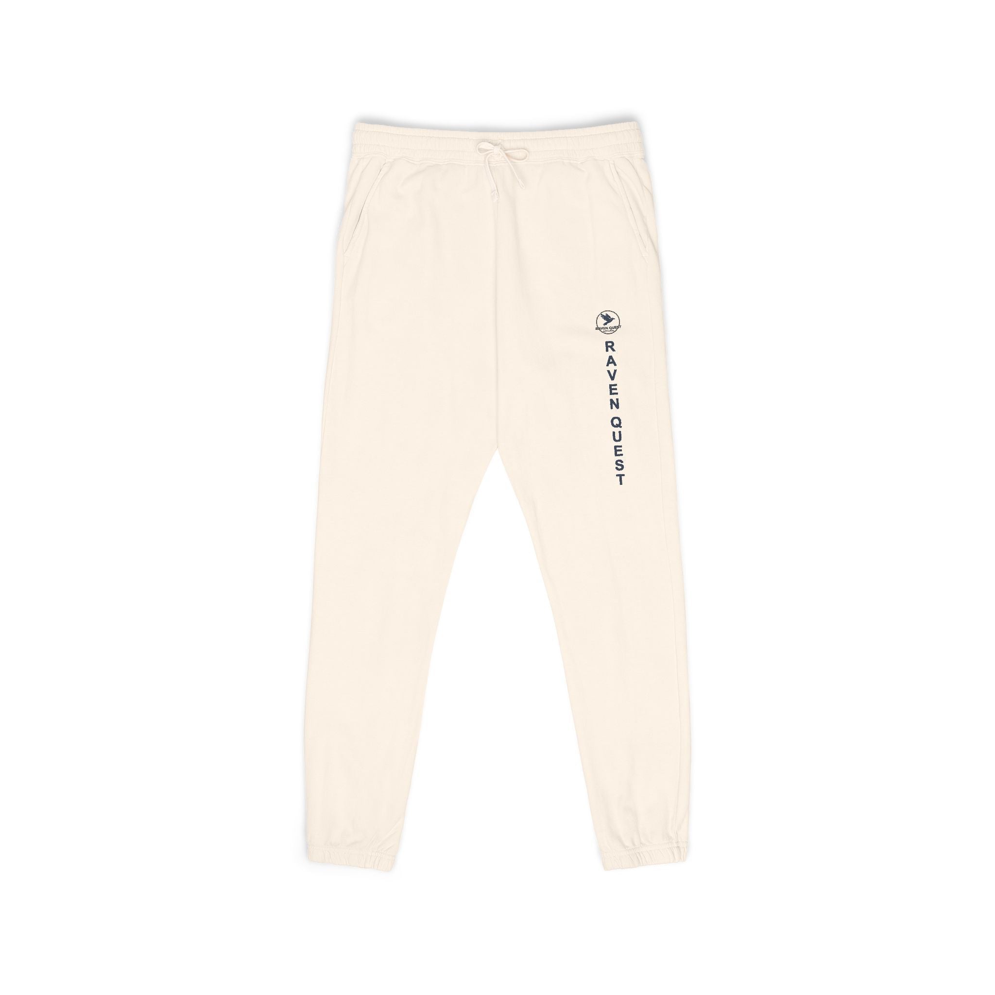 Cream Garment - Dyed Sweatpants — Vertical “Raven ” Side Print - Raven Quest Apparel