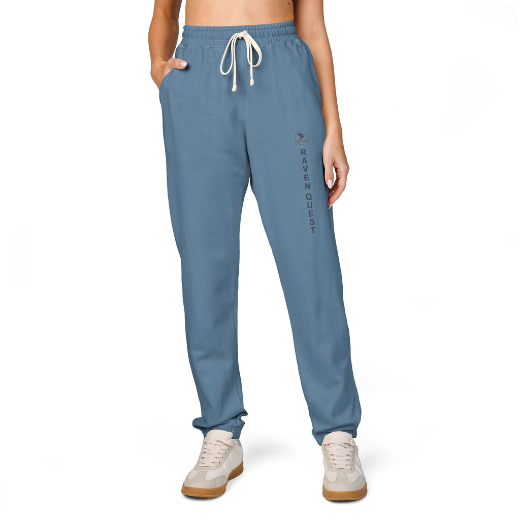 Cream Garment - Dyed Sweatpants — Vertical “Raven ” Side Print - Raven Quest Apparel