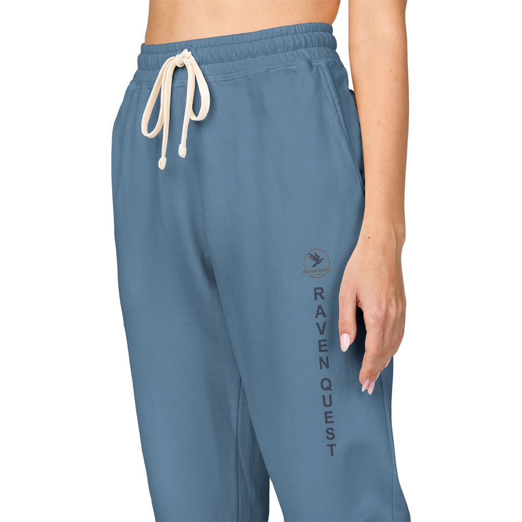 Cream Garment - Dyed Sweatpants — Vertical “Raven ” Side Print - Raven Quest Apparel