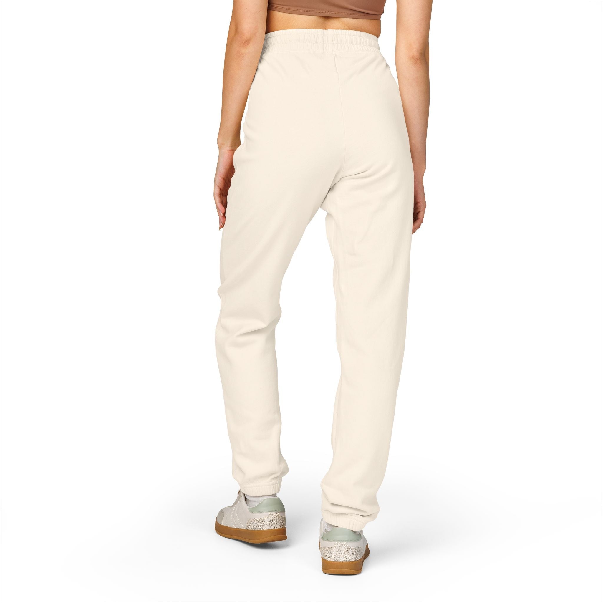 Cream Garment - Dyed Sweatpants — Vertical “Raven ” Side Print - Raven Quest Apparel