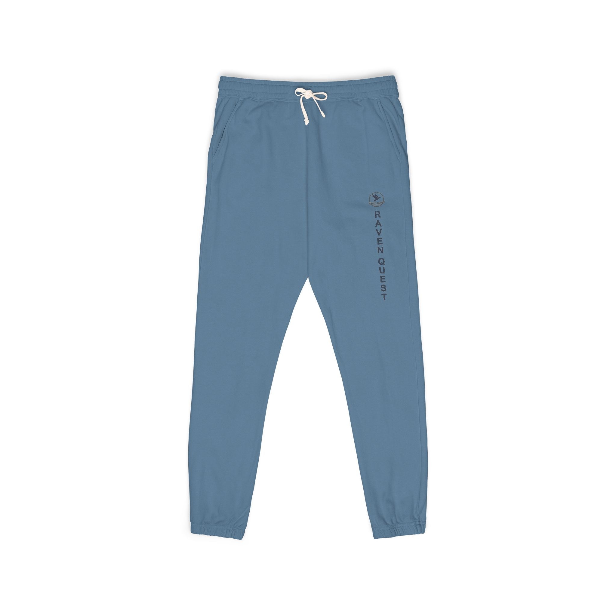 Cream Garment - Dyed Sweatpants — Vertical “Raven ” Side Print - Raven Quest Apparel
