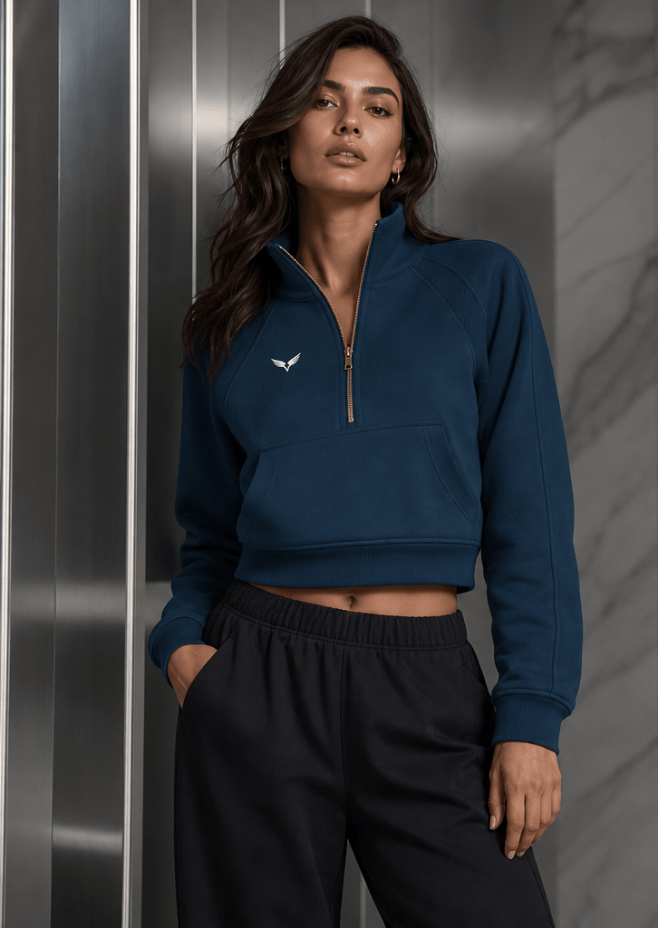 Cropped Half-Zip Sweatshirt | Raven Quest Athletics - Raven Quest Apparel