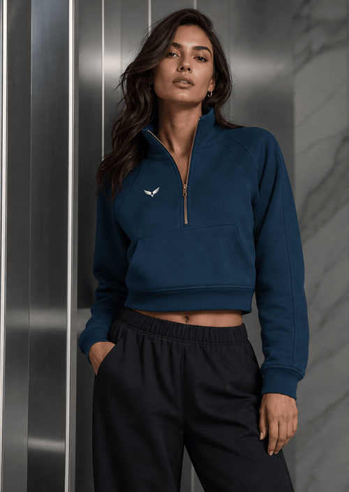 Cropped Half-Zip Sweatshirt | Raven Quest Athletics - Raven Quest Apparel