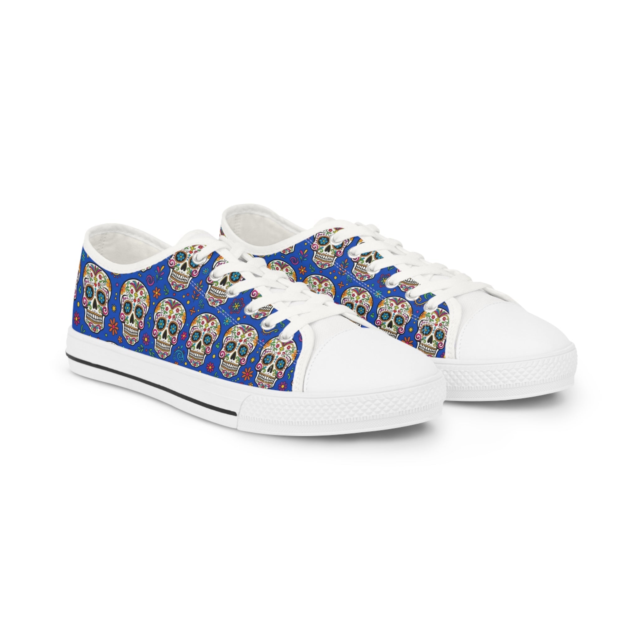 Day of the Dead Sugar Skull Low Top Sneakers — Men's Casual Canvas Shoes - Raven Quest Apparel