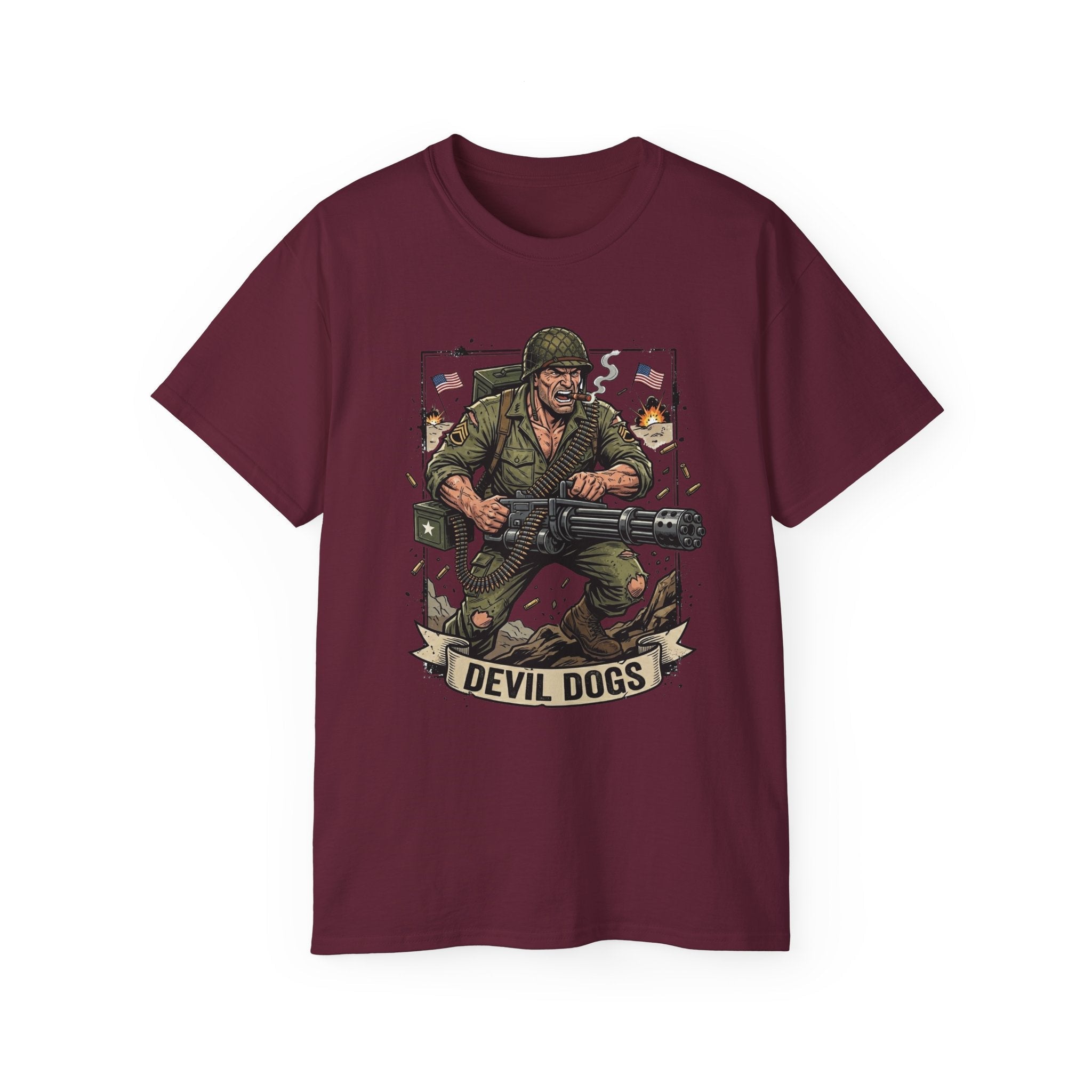 Devil Dogs Military Tee – Vintage Marine Infantry Graphic Shirt - Raven Quest Apparel