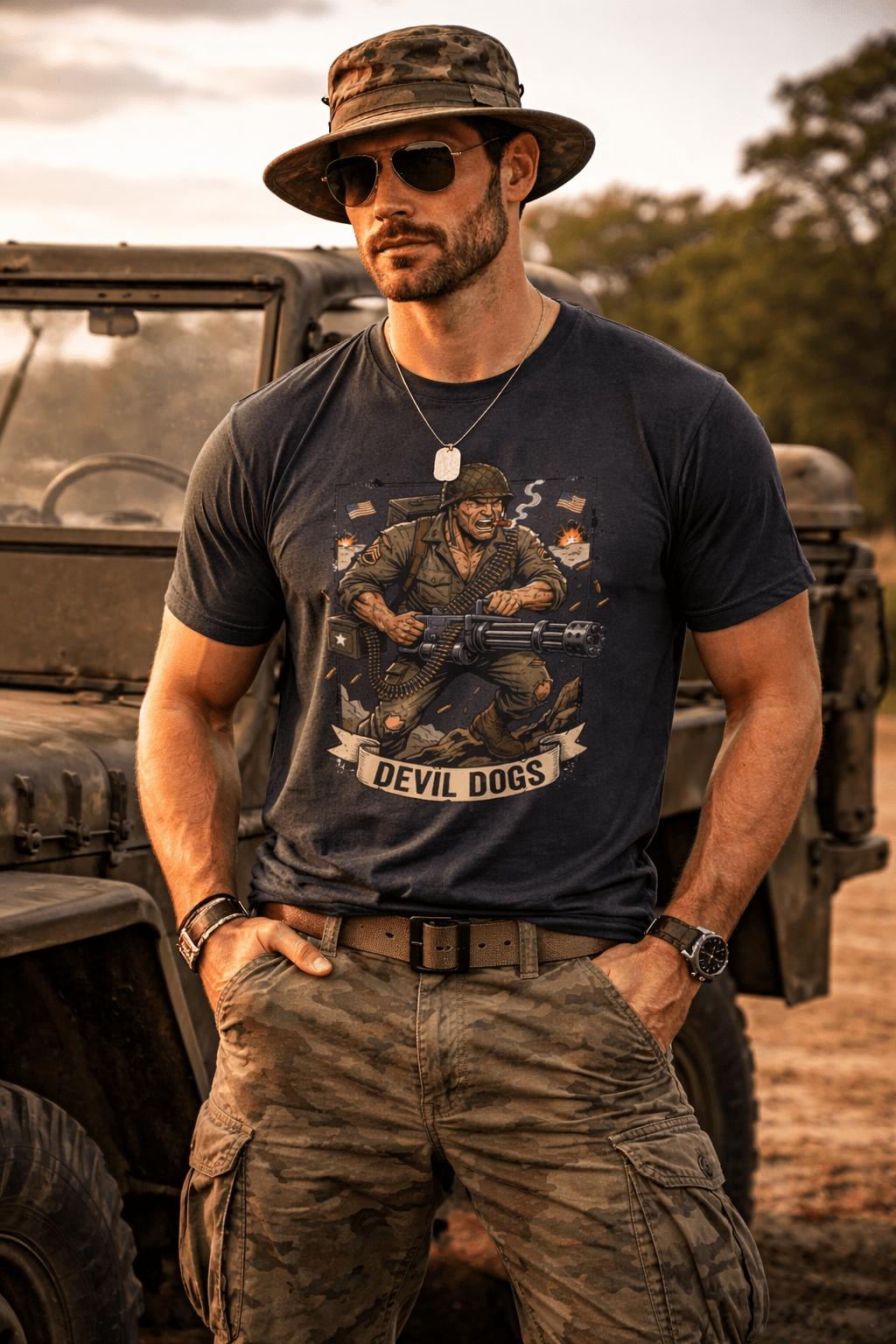 Devil Dogs Military Tee – Vintage Marine Infantry Graphic Shirt - Raven Quest Apparel