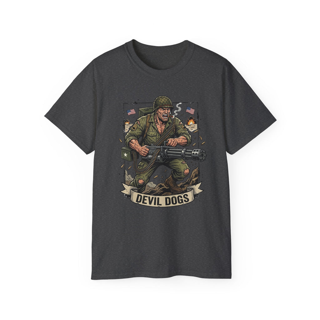 Devil Dogs Military Tee – Vintage Marine Infantry Graphic Shirt - Raven Quest Apparel