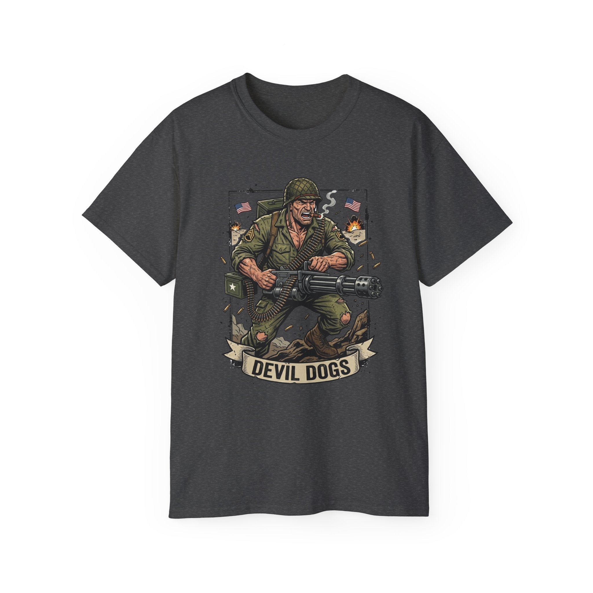 Devil Dogs Military Tee – Vintage Marine Infantry Graphic Shirt - Raven Quest Apparel